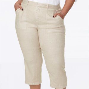 NYDJ Plus Size Plus Size Utility Pants in Stretch Linen in Feather